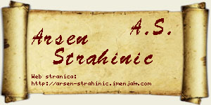 Arsen Strahinić vizit kartica
